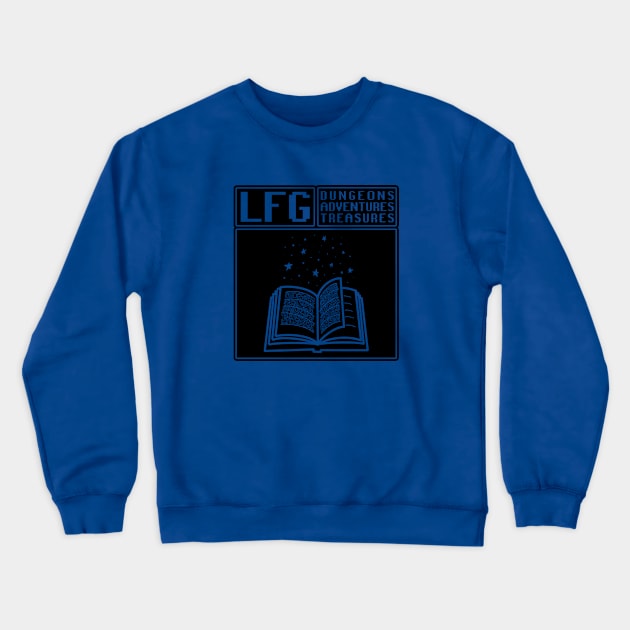 LFG Looking For Group Wizard Spell Book Spellcaster Dungeon Tabletop RPG TTRPG Crewneck Sweatshirt by GraviTeeGraphics